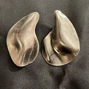Folded curved Silver Earrings